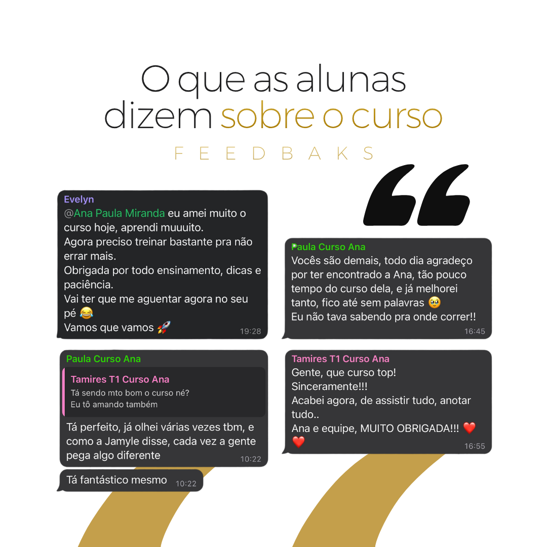 Feedbacks de alunas sobre o curso Cutilagem Russa Profissional
