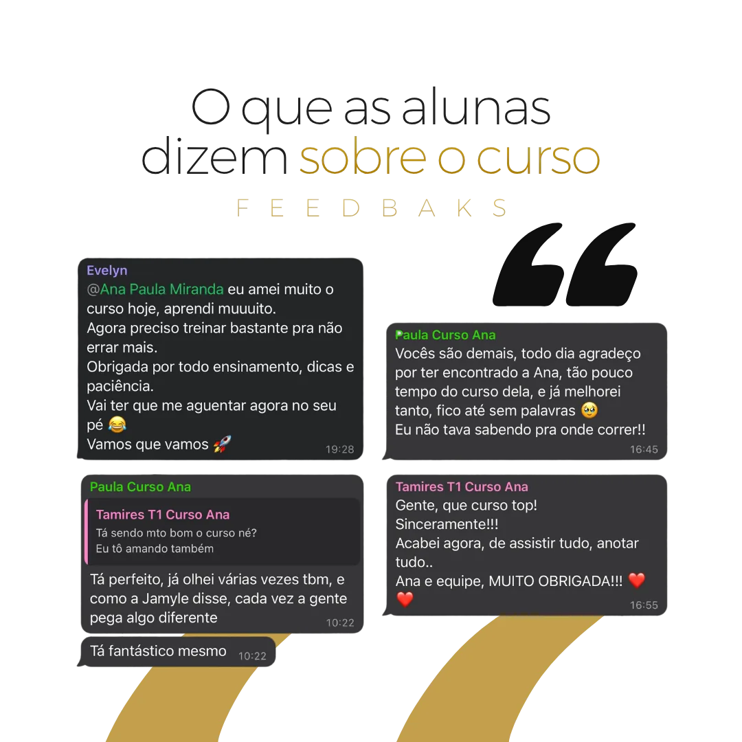 Feedbacks de alunas sobre o curso Cutilagem Russa Profissional